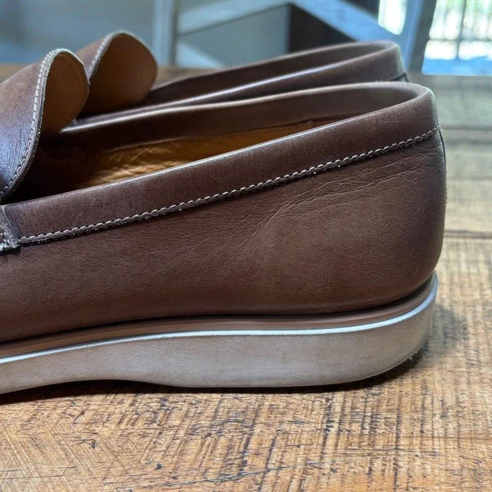 Magnanni Mens‎ Brown Leather Slip On Casual Dress Shoes Loafers Size 9